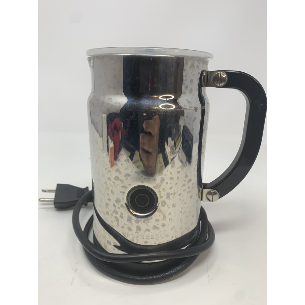 Nespresso Stainless Steel Silver Milk Frother with Black Handle